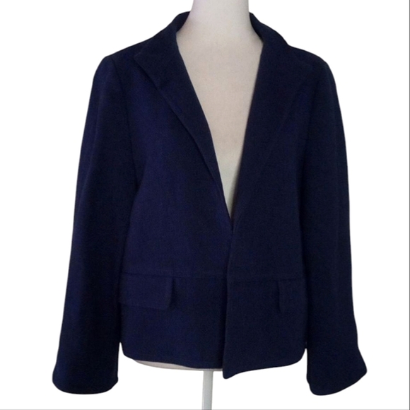 Talbots Jackets & Blazers - Talbots Tweed Cobalt Blue Cotton Blend Tweed Blazer Pockets Size 16